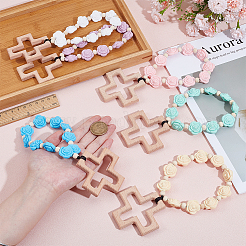 6Pcs Silicone & Wood Pendant Decorations&nbsp;HJEW-BC00073