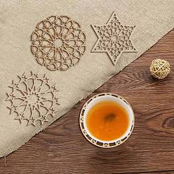 12Pcs 6 Styles Wood Cup Mats&nbsp;AJEW-CJ0001-37