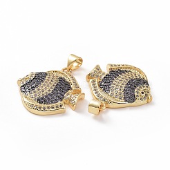 Brass Micro Pave Clear Cubic Zirconia Pendants&nbsp;ZIRC-F135-04G-01