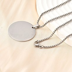304 Stainless Steel Blank Pendant Necklaces&nbsp;NJEW-P329-04D-P