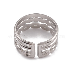 Non-Tarnish 304 Stainless Steel Triple Line Cuff Rings for Women&nbsp;RJEW-G285-15P