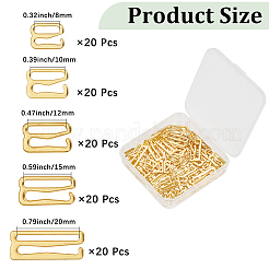 100Pcs 5 Styles Alloy Underwear Strap Adjustment Buckles&nbsp;FIND-GF0009-23G