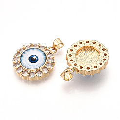 Brass Micro Pave Clear Cubic Zirconia Pendants for Women&nbsp;KK-T070-92A-01