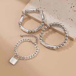 Alloy & CCB Plastic Lock Charm Bracelet Sets&nbsp;WG4A988-01