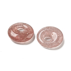 Natural Strawberry Quartz Donut/Pi Disc Charms&nbsp;G-G142-02D