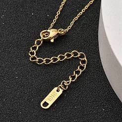 Ion Plating(IP) 304 Stainless Steel Rhombus Cable Chain Necklaces for Women&nbsp;NJEW-K255-35G