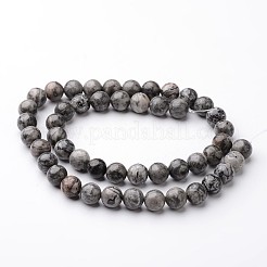 Round Natural Map Stone/Picasso Stone/Picasso Jasper Bead Strands&nbsp;G-J346-03-8mm