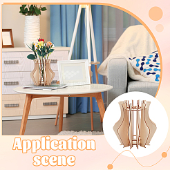 Wooden Puzzle Flower Vase Figurines&nbsp;DIY-WH0308-567
