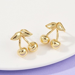 Cherry Brass Stud Earrings&nbsp;EJEW-F895-19G