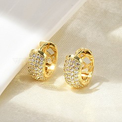 Brass Micro Pave Cubic Zirconia Hoop Earrings&nbsp;EJEW-D311-078G
