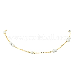 5MM Round Natural Howlite Beads Brass Cable Chain Necklaces for Women&nbsp;NJEW-JN06378-01