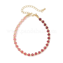 Brass & Dyed Natural Malaysia Jade Rondelle Beaded Bracelets for Women&nbsp;BJEW-JB13323-01