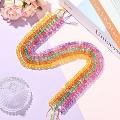 5 Strands 5 Colors Crackle Transparent Glass Beads Strands&nbsp;GLAA-CJ0003-04