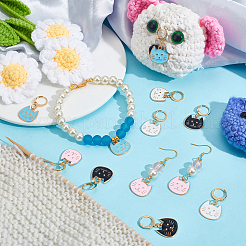 Alloy Enamel Cat Head Pendant Locking Stitch Markers&nbsp;HJEW-AB00080