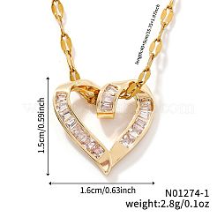 Elegant Brass Pave Clear Cubic Zirconia Heart Pendant Necklaces for Girls&nbsp;SZ7102-1