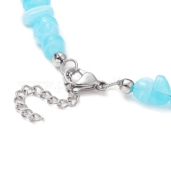 3Pcs 3 Color Acrylic Chips Beaded Chain Necklaces Set&nbsp;NJEW-JN04313