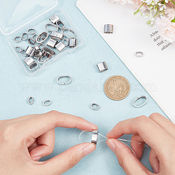 40Pcs 4 Styles 201 Stainless Steel Slide Charms/Slider Beads&nbsp;STAS-BC0003-65