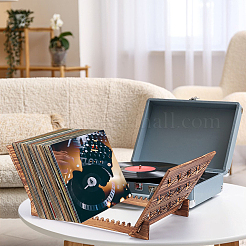 CHollow Wave Shaped Pine Wood Vinyl Record Storage Racks&nbsp;AJEW-WH0816-088
