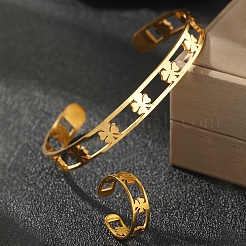 304 Stainless Steel Cuff Bangle & Cuff Rings Sets&nbsp;SJEW-Z003-01G