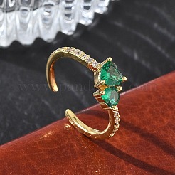 Brass Micro Pave Cubic Zirconia Cuff Open Rings&nbsp;RJEW-Z145-03G