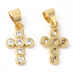 Rack Plating Brass Micro Pave Cubic Zirconia Pendants&nbsp;KK-R143-12G