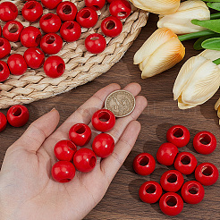 50Pcs Spray Painted Wood European Beads&nbsp;WOOD-PA0001-82