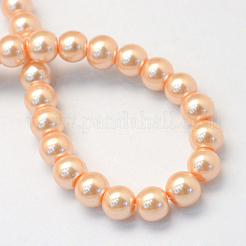 Baking Paint Pearlized Glass Pearl Round Bead Strands&nbsp;X-HY-Q003-4mm-18