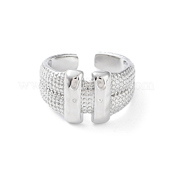 Rectangle Shape Rack Plating Brass Open Cuff Ring for Women&nbsp;RJEW-F155-03P