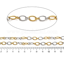 304 Stainless Steel Textured Oval Link Chains&nbsp;CHS-R020-01GP-01