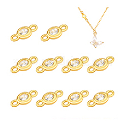 10Pcs 925 Sterling Silver Micro Pave Clear Cubic Zirconia Connector Charms&nbsp;STER-PH0004-14