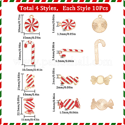 40Pcs 4 Style Christmas Themed Light Gold Plated Alloy Pendants&nbsp;ENAM-SC0003-65