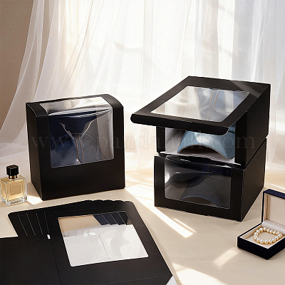 Paper Cap Hat Packing Boxes with Visible Window&nbsp;CON-WH0043-304A-1