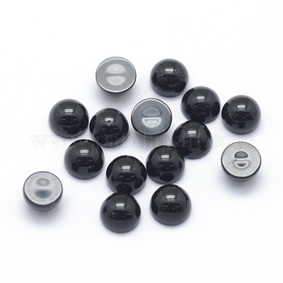 Natural Dyed & Heated Black Agate Cabochons&nbsp;G-P393-R02-4mm-1