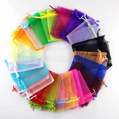 Rectangle Organza Drawstring Bags&nbsp;CON-PW0001-054D-1