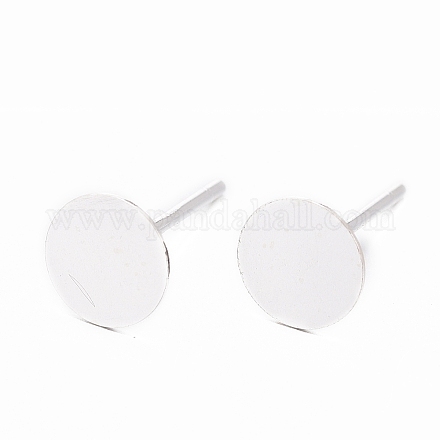 925 Sterling Silver Round Flat Pad Stud Earring Findings STER-T002-201S-1