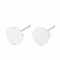 925 Sterling Silver Round Flat Pad Stud Earring Findings, with 925 Stamp, Silver, 11.5x6mm, Pin: 0.8mm