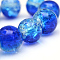 Baking Paint Crackle Glass Bead Strands, Round, Blue, 10mm, Hole: 1.3~1.6mm, about 80pcs/strand, 31.4 inch