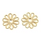 Brass Cabochons, Etched Metal Embellishments, Cadmium Free & Nickel Free & Lead Free, Flower, Real 18K Gold Plated, 16x15.5x0.7mm