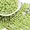 Baking Paint Glass Seed Beads, Bicone, Green Yellow, 4.5x3.5mm, Hole: 1.4mm, about 5625pcs/pound