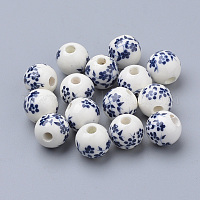 Floral Printed Porcelain Beads&nbsp;X-PORC-Q201-8mm-4