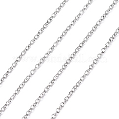 Tarnish Resistant 304 Stainless Steel Cable Chains, Soldered, with Spool, Oval, Stainless Steel Color, 2x1.5x0.4mm, about 164.04 Feet(50m)/roll