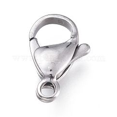 Tarnish Resistant 316 Surgical Stainless Steel Lobster Claw Clasps, Manual Polishing, Stainless Steel Color, 15x9.4x4.2mm, Hole: 1.8mm