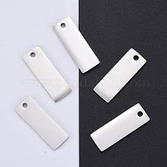 Tarnish Resistant 304 Stainless Steel Pendants, Mirror Polished Finish, Blank Stamping Tags, Rectangle, Stainless Steel Color, 25x9x1.8mm, Hole: 1.4mm