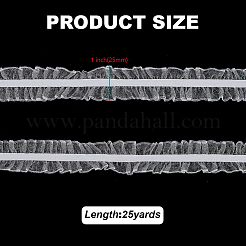 Polyester Elastic Pleated Lace Ribbon&nbsp;OCOR-WH0036-70B