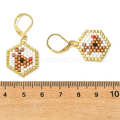 Christmas 304 Stainless Steel with Glass Cylinder Seed Beads Dangle Earrings&nbsp;EJEW-MZ00819