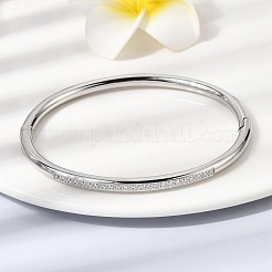 304 Stainless Steel Micro Pave Cubic Zirconia Hinged Bangles for Women&nbsp;BJEW-D408-30P