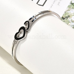 304 Stainless Steel Hinged Bangles for Women&nbsp;BJEW-F474-37P-01