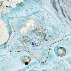 1Pc Ocean Series Transparent Gold Rim Glass Jewelry Plates&nbsp;AJEW-SC0002-79B