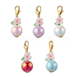 Round Flower Acrylic & Resin Pendant Decorations&nbsp;HJEW-MZ00323