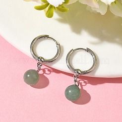 Natuarl Mixed Stone Round Hoop Earrings&nbsp;EJEW-JE06593